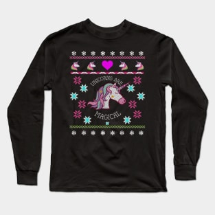 Unicorns are Awesome Ugly Christmas Design Long Sleeve T-Shirt
